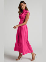 Cutout Mock Neck Sleeveless Ruched Dress - Ladyez