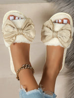 Bow Open Toe Slippers - Ladyez