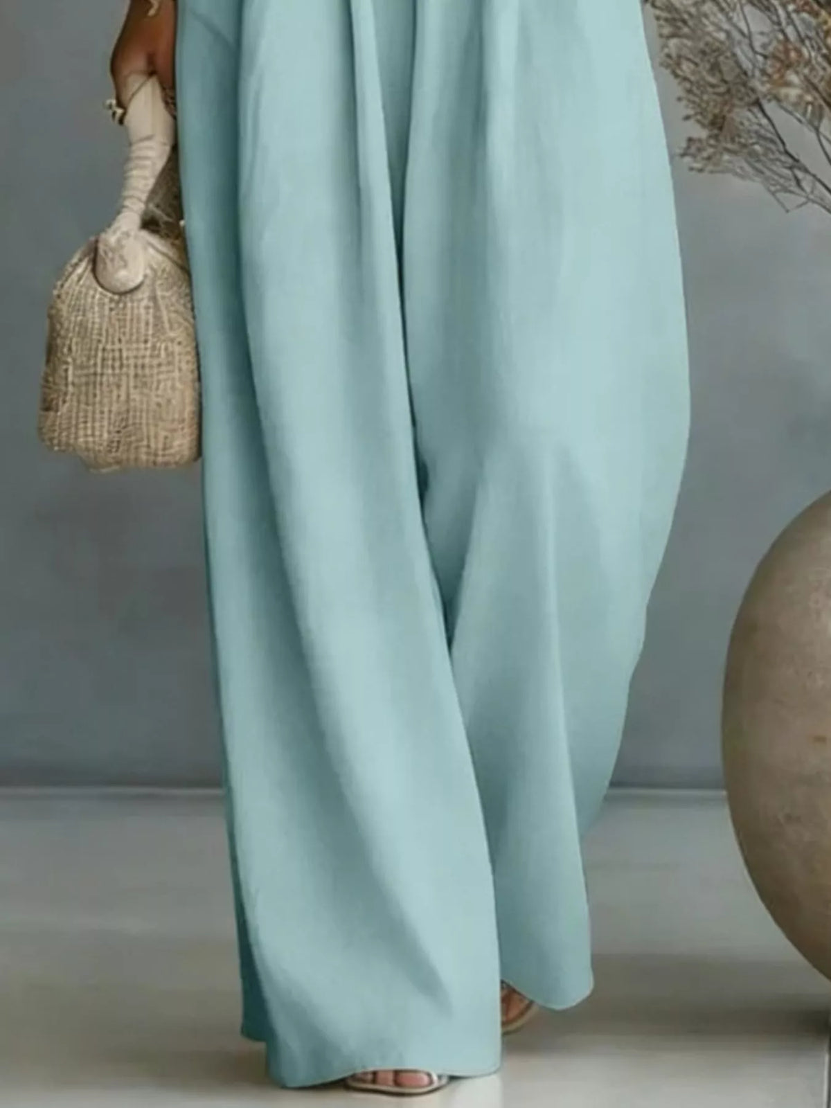 Full Size Half Sleeve Wide-Leg Jumpsuit Plus Size