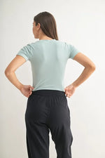 MONO B Essential Micro-ribbed Cropped Athleisure Tee - Ladyez