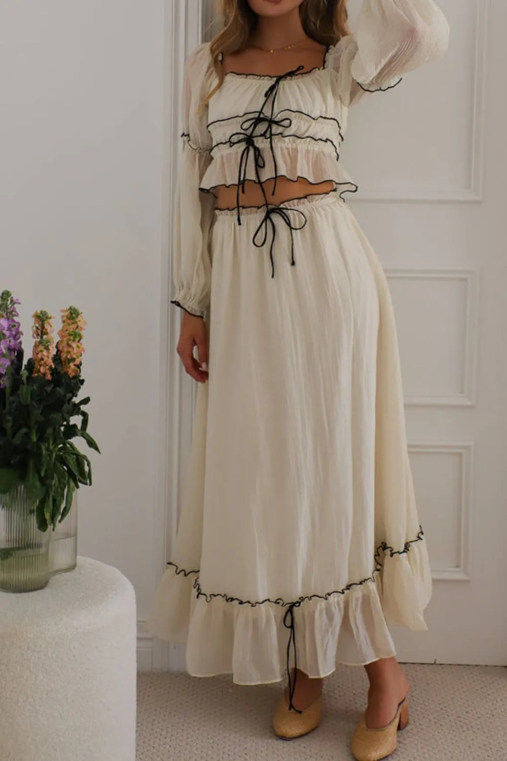 Off-Shoulder Top and Skirt Set - Ladyez