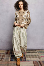 POL Floral Weave Pattern Crochet Cropped Top with Beads Detail