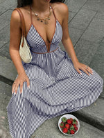 Striped Halter Neck Maxi Dress