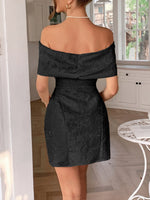 Bow Off-Shoulder Textured Mini Dress - Ladyez