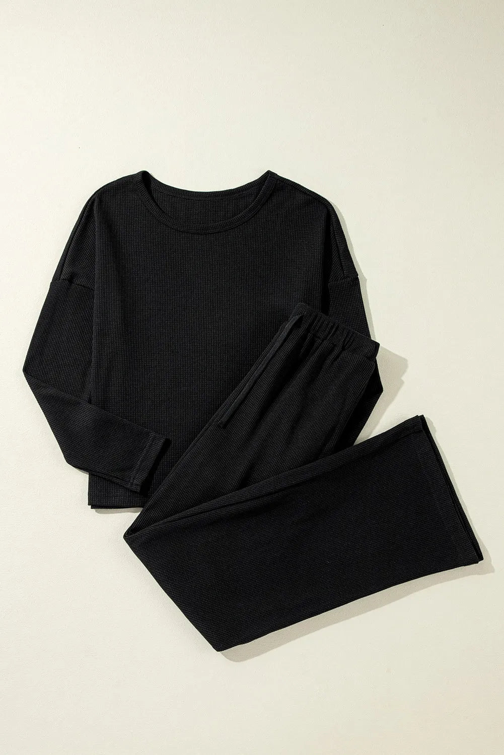 Round Neck Long Sleeve Top and Drawstring Pants Lounge Set - Ladyez