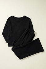 Round Neck Long Sleeve Top and Drawstring Pants Lounge Set - Ladyez