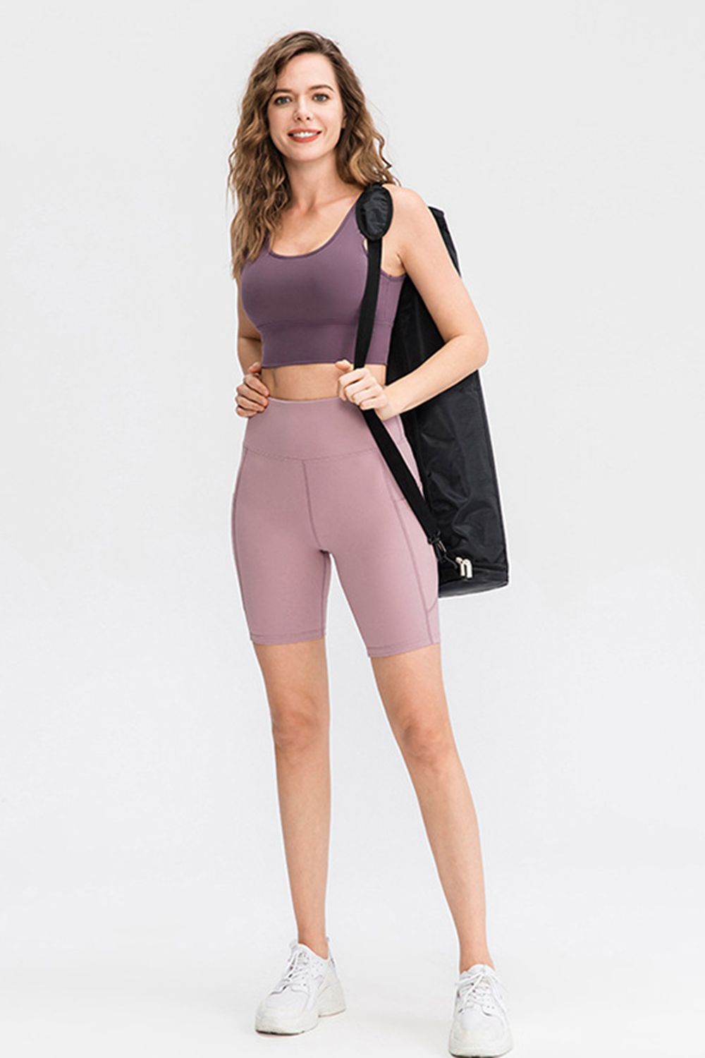 Wide Waistband Sports Shorts with Pockets - Ladyez