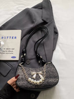 Bow Decor Chain Crossbody Bag