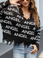 Frayed Hem Long Sleeve Sweater