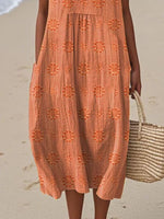 Full Size Round Neck Sleeveless Casual Midi Dress Plus Size