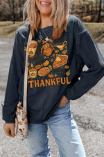 Thankful Thanksgiving Graphic Long Sleeve Sweatshirt