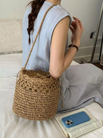 Woven Straw Bucket Shoulder Bag