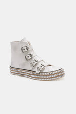 Beast Fashion Multi-Buckle Straps Studded Platform Sneakers - Ladyez