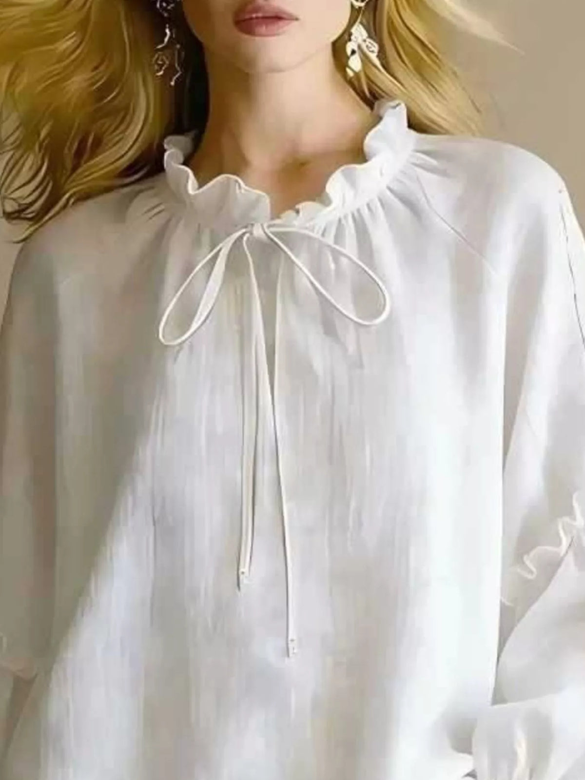 Frill Balloon Sleeve Blouse