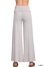 Zenana Fold Over Waist Comfy Wide Leg Pants