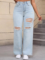 Distressed Wide-Leg Jeans