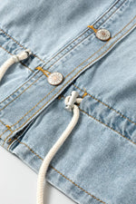 Draw-cord Hem Light Wash Denim Jacket