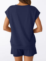 Casual V-Neck T-Shirt and Shorts Set