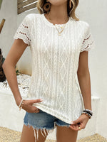Crochet Lace Short Sleeve T-Shirt - Ladyez