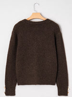 Heart Metal Button V Neck Cardigan Sweater