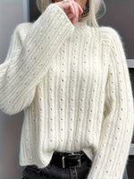 Mock Neck Eyelet Knit Top