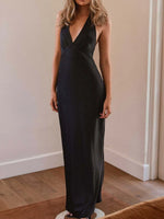 Halter Neck Wrap Maxi Dress with Tie Detail - Ladyez