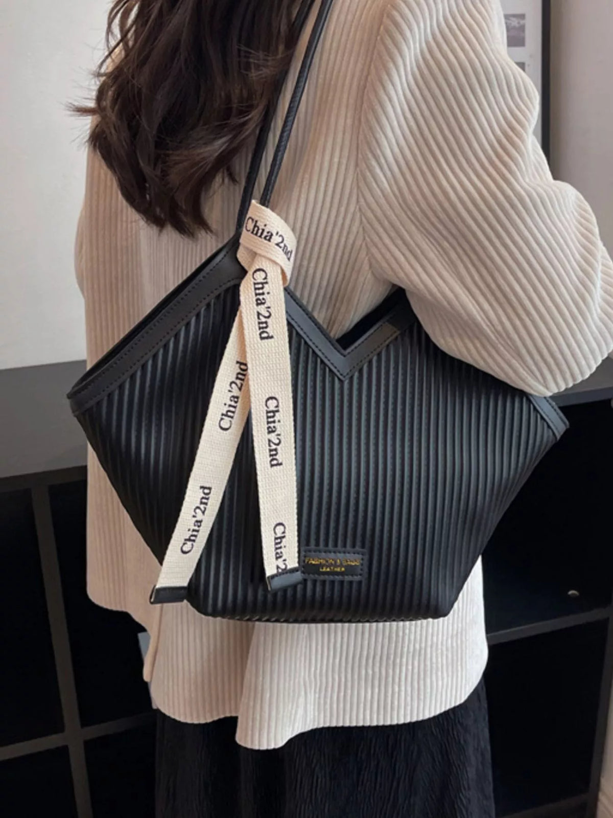 Textured Leather Shoulder Bag