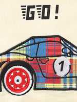 Children's Racing Car Print T-Shirt and Plaid Shorts Set
