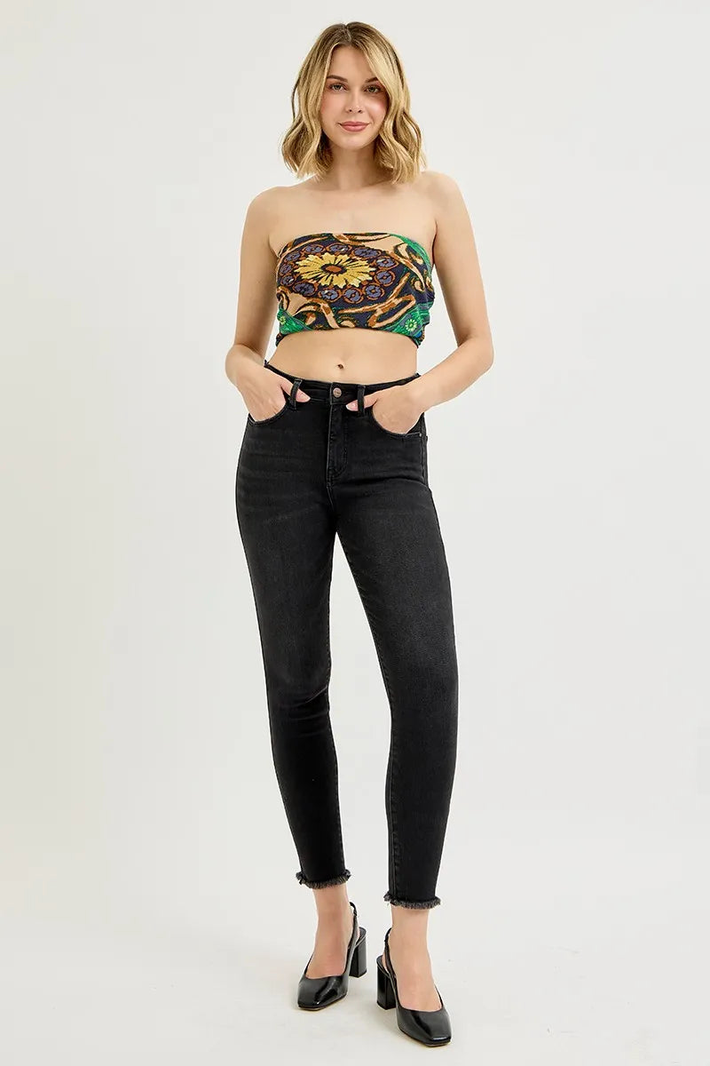 RISEN Full Size Tummy Control High Rise Adjustable Waist Skinny Jeans Plus Size - Ladyez