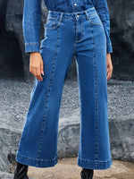 Seam Detail Flared Bottom Ankle Length Jeans - Ladyez