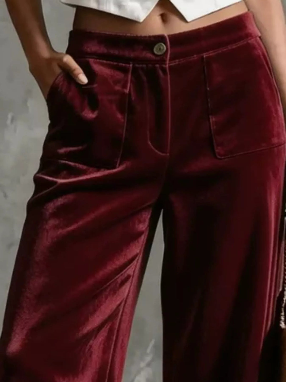 Full Size Velvet Wide-Leg Pants Plus Size