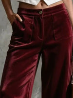 Full Size Velvet Wide-Leg Pants Plus Size
