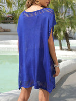 Crochet Trim Beach Cover Up Dress - Ladyez
