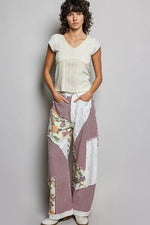 POL V-Neck Lightweight Textured Short Sleeve Knit Top with Lace Trim