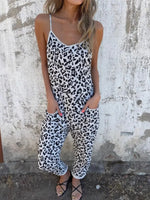 Leopard Sleeveless Jumpsuit with Pockets