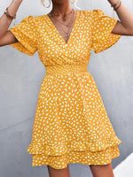 V-Neck Flutter Sleeve Mini Dress