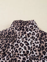 Leopard Quilted Full Zipper Casual Puff Vest
