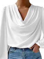 Full Size Cowl Neck Balloon Sleeve Blouse Plus Size