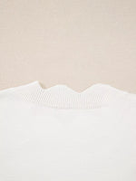 Floral Embroidered Scallop Hem Cropped Sweater