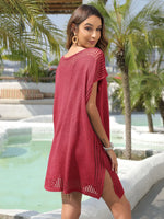 Slit Openwork V-Neck Cover-Up - Ladyez