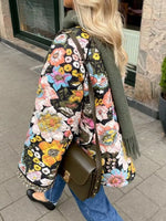 Full Size Floral Print Quilted Sherpa-Lined Jacket Plus Size