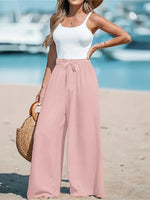 Full Size Drawstring Waist Wide Leg Pants Plus Size