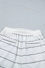 Stripe Half Sleeve Tee and Drawstring Shorts Set