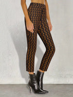 Geometric Pattern Slim-Fit Cropped Pants