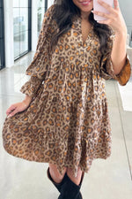 Tiered Leopard Print Mini Dress