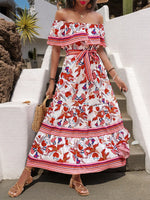 Off-Shoulder Floral Maxi Dress - Ladyez