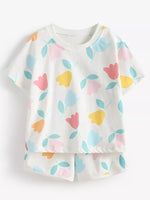 Children's Floral Print Tee and Shorts Set