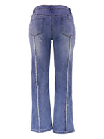 Striped Low-Rise Flare Jeans