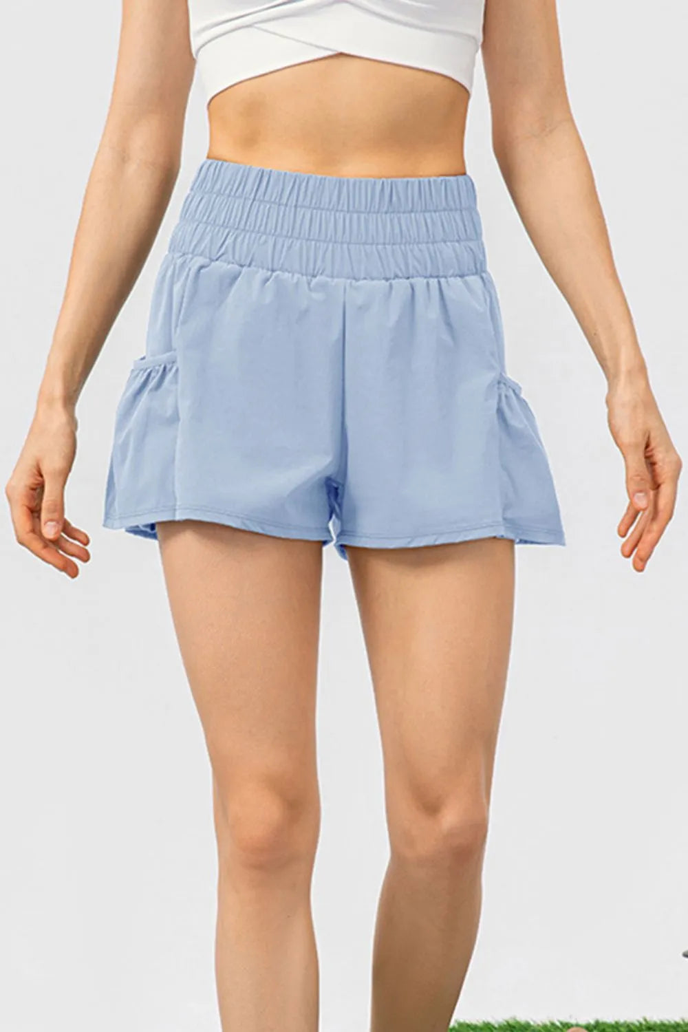 Elastic Waist Pocketed Active Shorts - Ladyez