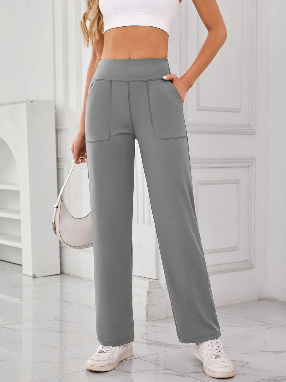 Lovelet High Waist Active Pants with Pockets - Ladyez